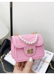 1pc Pu Twist Lock Fashion Sweet Princess Style Dopamine Color Matching Solid Color Handbag Niche Design Play Comfortable Chain Smooth And Versatile Not Picky Shoulder Crossbody Bag Suitable For Daily