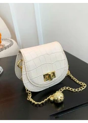 1pc New Cute Girl Niche High End Pu Mini Crossbody Bag And Fashionable New Bag Fresh And Dopamine Color Matching Youthful Girl Style Can Be Carried By Hand Or Across The Body Metal Chain Casual And Fa