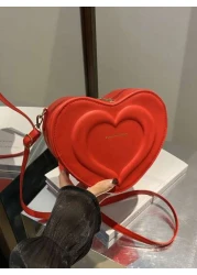 1pc A Cute And Fresh Style Heart Shaped Crossbody Bag Made Of Pu Material With Zipper Closure Adjustable Shoulder Strap And Large Capacity It Is Suitable For Teenagers Whether It Is For Students Daily