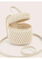 حقيبة ذات نمط منتفخ أنيقة صغيرة 1 قطعة، حقيبة أنيقة للكتف وعبر الجسم، إكسسوار موضة للملابس