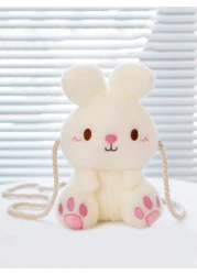 حقيبة كتف/حقيبة جسم ناعمة على شكل أرنب، حقيبة سفر