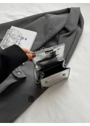 Pu Material Solid Color Metallic Mini Kids Crossbody Bag With Chain Strap