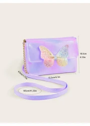 Metallic Glossy Funky Style Shoulder Bag With Butterfly Detailing