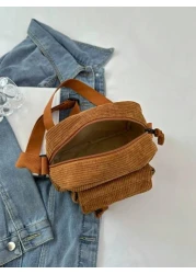 1 حقيبة رفرف قماشية فاخرة مصنوعة من نسيج مخمل للبنت الصغيرة، مع سوستة إغلاق، مناسبة للاستخدام اليومي