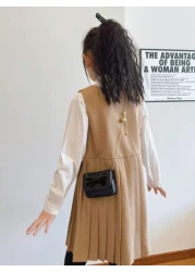 Fashionable Structured PU Shoulder Bag For Girls Cute Bow Decor Mini Square Crossbody Bag Flap Cover Coin Pouch