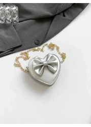 قطعة واحدة حقيبة رسول ذات سلسلة متموجة على شكل قلب صغيرة وجذابة ، إغلاق بسحاب من البولي يوريثان، تصميم نمطي كو