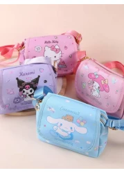 Sanrio 1pc Sanrio Kids Cartoon Phone Wallet Coin Purse Key Holder Bag KT Big Ear Dog Kumikko Cute Shoulder Crossbody Bag