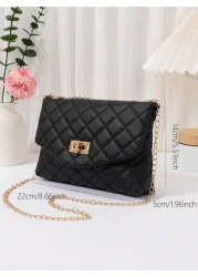 New Children Embroidery Thread Mini Black White Fashionable Simple Crossbody Bag Popular Among Teenage Girls Suitable For Shopping Holding Phone And Cosmetics