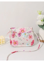 حقيبة كروسبودي ذات طبعة فراشة صغيرة مزينة بقطع معدنية ذات صدفة