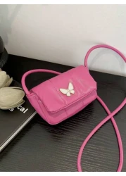 1pc Pretty Bow Casual Fashion Simple Shoulder Crossbody Small Shoulder Bag Fashionable Small Square Bag Simple Western Style Niche Handbag Cute Casual Shoulder Crossbody Bag Bow Decoration Pu Crossbod