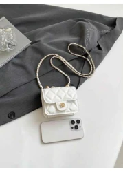 1pc Versatile Stylish Retro Crossbody Small Square Bag Mini Bag Fashion Chain Shoulder Crossbody Bag Popular New Texture Diamond Chain Lipstick Shoulder Crossbody Small Bag Mini Dopamine Style Solid C