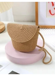 2024 New Cute Woven Grass Bag Beach Straw Bag For Perfect For Summer With Dress Mobile Phone And Cross Body