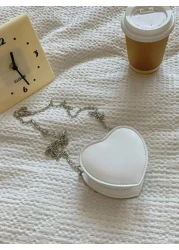 1pc Fashion Solid Color Girls Heart Shaped PU Leather Cross Body Shoulder Bag