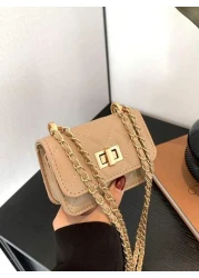 1PC New Mini Square Bag Girl Handbag Diamond Pattern Stitching Shoulder Bag Woven Chain Bag Flip Small Bag Cute Diagonal Cross Body Bag Accessories Bag