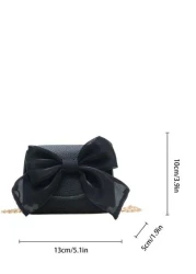 Solid Color Bow Knot Children s Shoulder Bag Mini Pu Bag With Bow Decoration And Chain Strap Cute Girl Purse For Outdoor Activities And Compartments