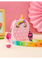 حقيبة كتف صغيرة بطبعات يونيكورن للأطفال وجيب للنقود