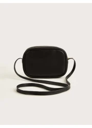 1pc Girls Black Pu Plaid Stitching Fashionable Square Shape Crossbody Bag For Everyday Use