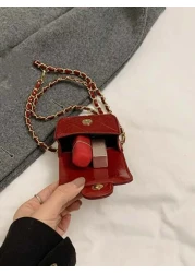 1pc Fashion Versatile Necklace Bag For Girls Solid Color Camellia Mini Crossbody Bag Quilted Embroidery Earbud Case