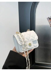 1pc Versatile Stylish Retro Crossbody Small Square Bag Mini Bag Fashion Chain Shoulder Crossbody Bag Popular New Texture Rhinestone Chain Lipstick Shoulder Crossbody Small Bag