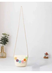 A Mini Children s Straw Bag Flap Bag Crossbody Bag Shoulder Bag Beach Bag Embroidered Applique Bag