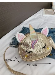 Girls Sequin Cartoon Embroidered Ear Decor Novelty Bag
