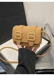 1pc Girl Frosted Indentation Mini Square Bag Fashion Cross Body Red Envelope Casual Lightweight Play Comfortable Fabric Suitable For Daily Outing Play School Commuting Use For Friends The Perfect Gift