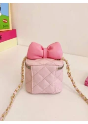 حقيبة كتف شيك متعددة الاستخدامات ذات سلسلة صغيرة بتصميم الفيونكة للبنات