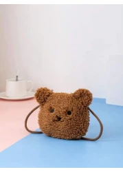 1pc Adorable Plush Mini Crossbody Bag Cute Animal Cartoon Design Lightweight Soft Bunny Bear Shapes Perfect Gift For Kids