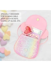 Toddler Purse Little Girl Purses For S 1 2 3 4 5 6 7 8 Year Old Birthday Gifts Cute Bow Purses Crossbody Shoulder Bag Personalized Initial Glitter Letter Coin Purse Christmas Gifts