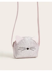 One Piece Girls Kitten Light Pink Gretel Half Circle Cute Mini Crossbody Bag Gift For Daily Use
