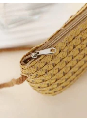 حقيبة كروسبودي قش خفيفة الوزن وجميلة قطعة واحدة للأطفال، مناسبة للأنشطة الخارجية والسفر إلى الشاطئ