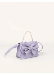 1pc Girls Lovely Mini Dual Fabric Bow Knot Handbag Crossbody Bag For Everyday Outfits