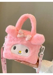 Sanrio حقيبة يد جميلة قطعة واحدة، حقيبة كتف كرتونية كارتون أنيمي ناعمة لسانتا كيتي وميلودي كهدايا عيد الميلاد وا