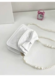 قطعة واحدة حقيبة كتف على شكل معين مطرزة بخيط وسلسلة من الخرز مناسبة لإطلالة فتاة عصرية، مناسبة للاستخدام اليو