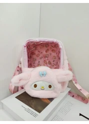 Sanrio Sanrio Hello Kitty Plush Crossbody Bag Exquisite And Versatile Translucent Cute Girly Heart Portable Storage Bag
