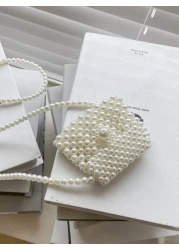 1 Piece Girls Children Pearl Accessories Beaded Flap Closure Cute Princess Fashion Mini Children s Shoulder Bag Suitable For Spring And Summer Matching Clothes Or Daily Use