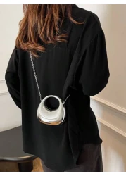 1pc Simple Handbag Acrylic Crescent Bag New Bright Chain Bag One Shoulder Handbag Fashionable Multifunctional One Shoulder Crossbody Evening Bag Suitable For Teenagers To Travel Daily Matching Suitabl