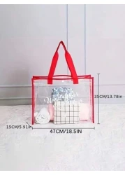 Transparent PVC Beach Tote Bag Large Capacity Jelly Bag Minimalist Travel Storage Bag Swimsuit Gym Handbag Toiletry Organizer