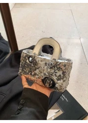 New Sequin European And American Style Pendant Chain Handbag Crossbody Bag Phone Pouch Mini Square Bag