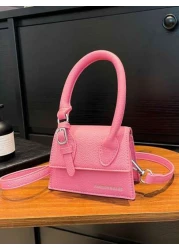1 Pc New Style Girl s Pu Material Solid Color Letter Handbag Adjustable Shoulder Strap Can Be Shouldered Or Cross Body Magnetic Buckle Closure Fashionable Exquisite And Beautiful Simple And Versatile