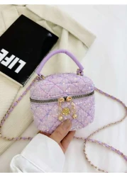 1pc Bucket Bag Diamond Bag High End Parent Child Handbag Fashionable Personalized Multifunctional Bag Cartoon Cute Flower Sequin Chain Handbag Niche Design Shoulder Crossbody Suitable For Shopping Tra