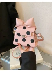 1 قطعة حقيبة شفاه صغيرة أنيقة وجميلة ذات نقوش دائرية فرنسية عصرية ذات حمالة واحدة وحمل متقاطع، مناسبة للفتيات