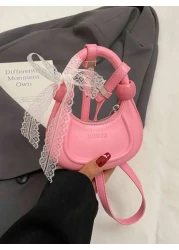 1pc New Fashion Solid Color Simple Crescent Moon Handbag Mini Crossbody Bag