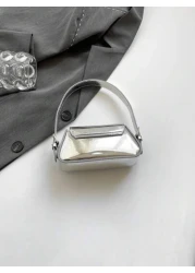 Girls Fashion Glossy Handbag Solid Color Molded Flap Underarm Bag