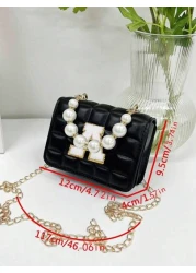 1pc Letter Handbag Pu Magnetic Closure Cute And Simple Niche Style A Variety Of Styles With Sufficient Capacity Metal Chain Shoulder Strap Fashionable And Versatile Suitable For Daily Outings And Shop