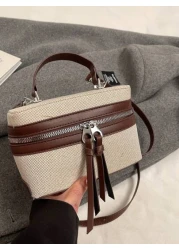 1 قطعة حقيبة يد صغيرة السعة من خامة البولي يوريثان للبنات مع حزام كتف قابل للإزالة والتعديل، تصميم إغلاق بسوست