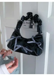 1pc Sweet Handbag Pu Zipper Opening And Closing Niche Design New Ballet Style Pleated Cloud Handbag Crossbody Bag Exquisite And Versatile Suitable For Daily Travel Shopping And Taking Pictures It Is A