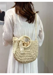 1pc Girls Vacation Style Drawstring Pockets Shoulder Handbag Casual Crossbody Bag Suitable For Summer Vacation
