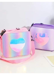 Holographic Lunch Bag Rainbow Thermal Insulated Bag Outdoor Picnic Bento Box Takeaway Bag Simple Shoulder Bag For Girls