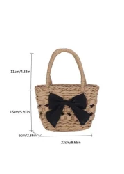 The New Mini Woven Bow Handbag With A Minimum Of 1 Piece Is Stylish And Avant Garde With Ample Capacity And Comfortable Touch It Has Strong Practicality And Is Suitable For Both Boy And Girl To Use Fo